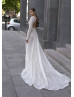 Long Sleeves Lace Keyhole Back Beaded Wedding Dress